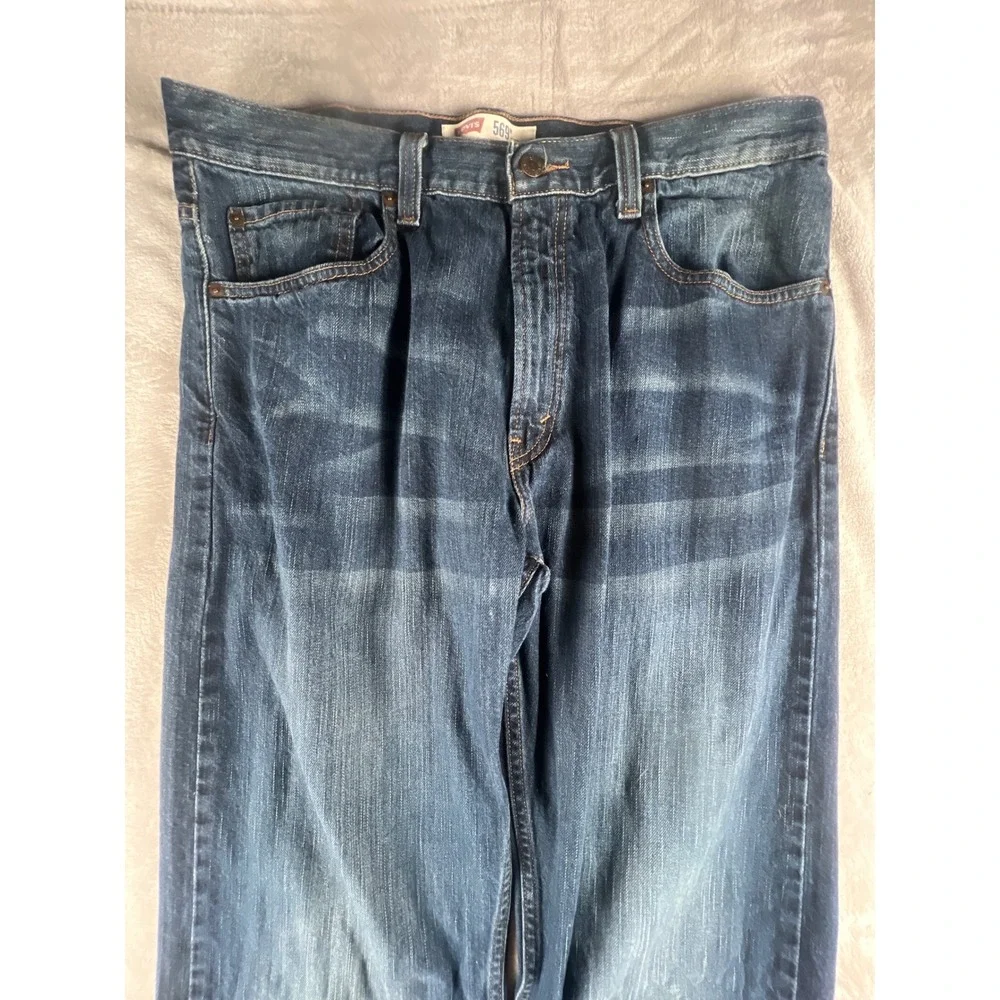 Levis 569 Loose Straight Leg Jeans Mens 34x34 Dark Wash Blue Denim Baggy Skater